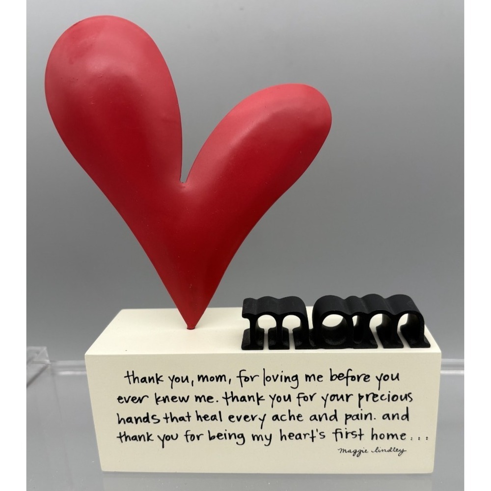 Mother's Day Hear Mom Statue Gift w/ Beautiful Quote Angie's Hallmark Vintage 7"
